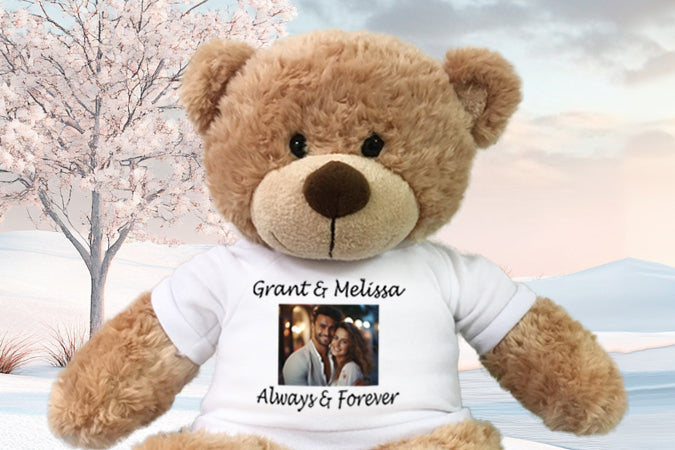 Personalized teddy bears and stuffed animals with your photo, text, or logo make a perfect gift  for all occasions