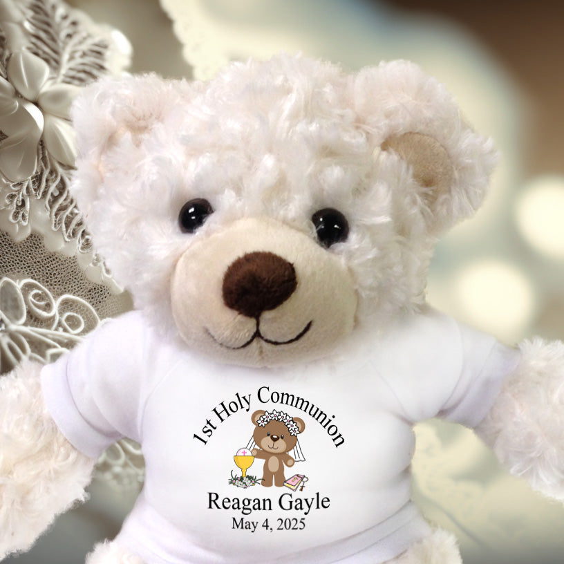 Personalized first communion teddy bears and stuffed animals