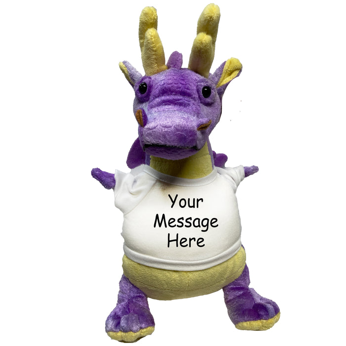 Personalized Stuffed Dragon - 11 inch Small Plush Purple Dragon