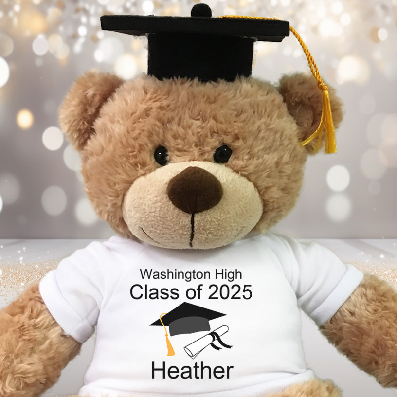 Personalized graduation teddy bears and plush stuffed animals for class of 2025