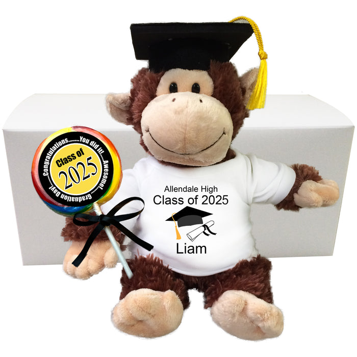 Personalized Graduation Monkey Gift Set - 12" Plush Chimp - Class of 2025