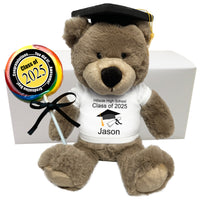 Personalized Graduation Teddy Bear Gift Set - 14" Taupe Bear - Class of 2025