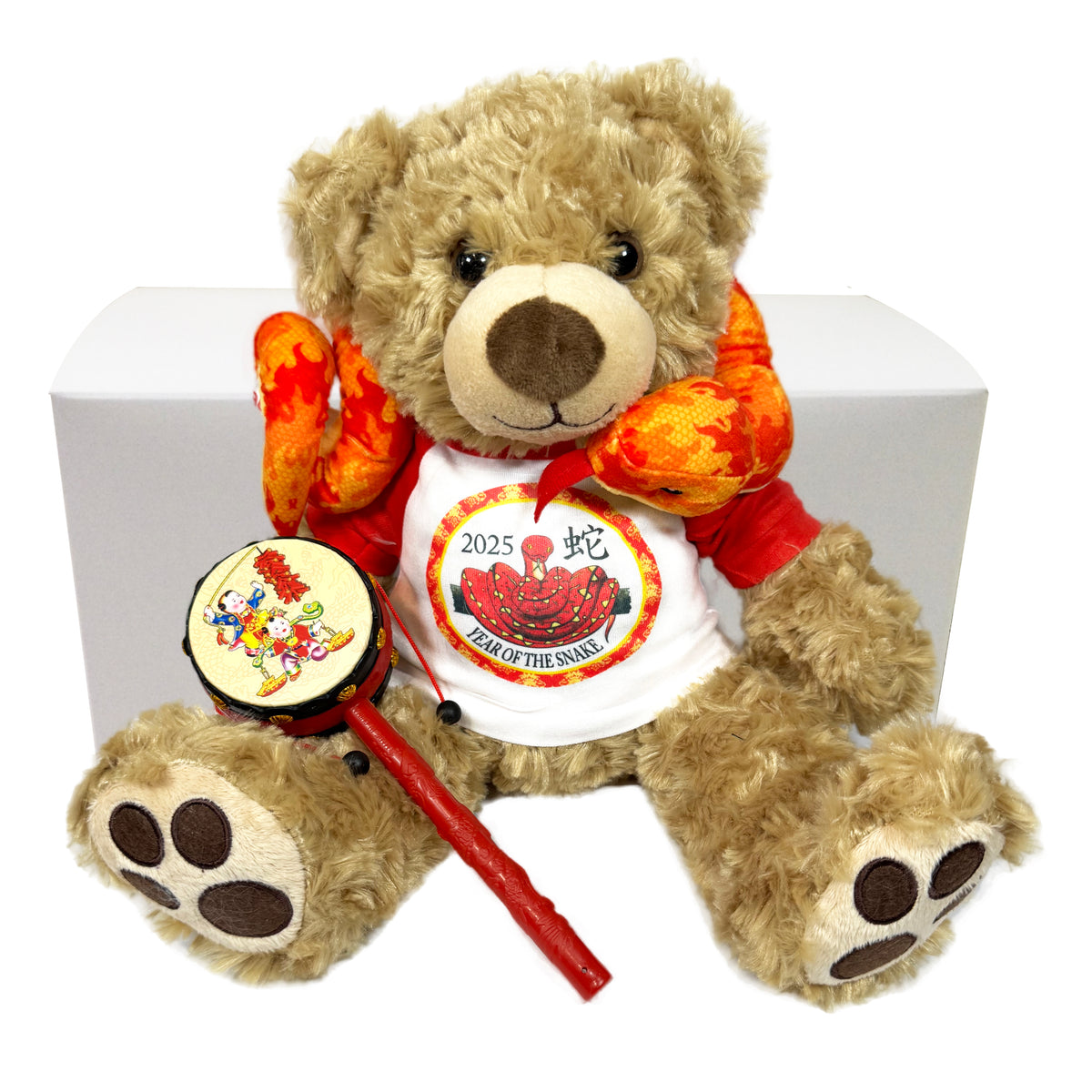 Chinese New Year Personalized Teddy Bear Gift Set - Year of the Snake Zodiac sign 2025 - 14 inch Honey Vera Bear 