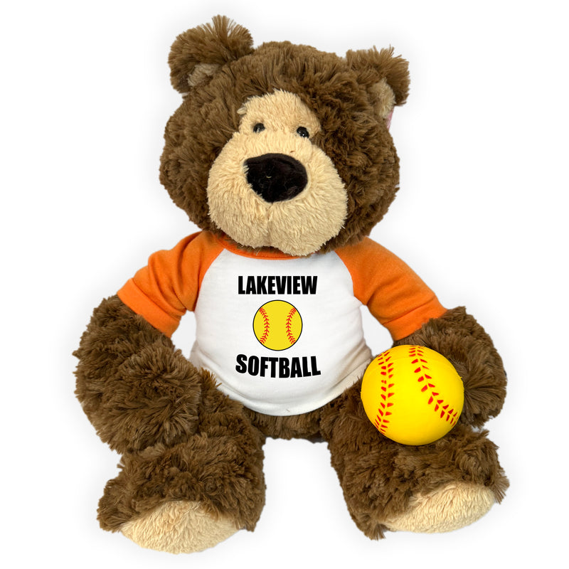 Softball Teddy Bear - Personalized 14" Bear Hugs