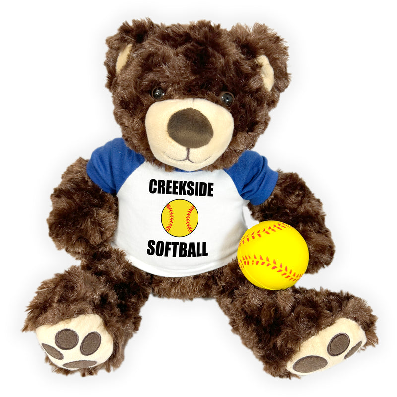 Softball Teddy Bear - Personalized 13" Brown Vera Bear