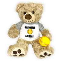 Softball Teddy Bear - Personalized 13" Honey Vera Bear