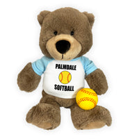 Softball Teddy Bear - Personalized 14" Taupe Bear